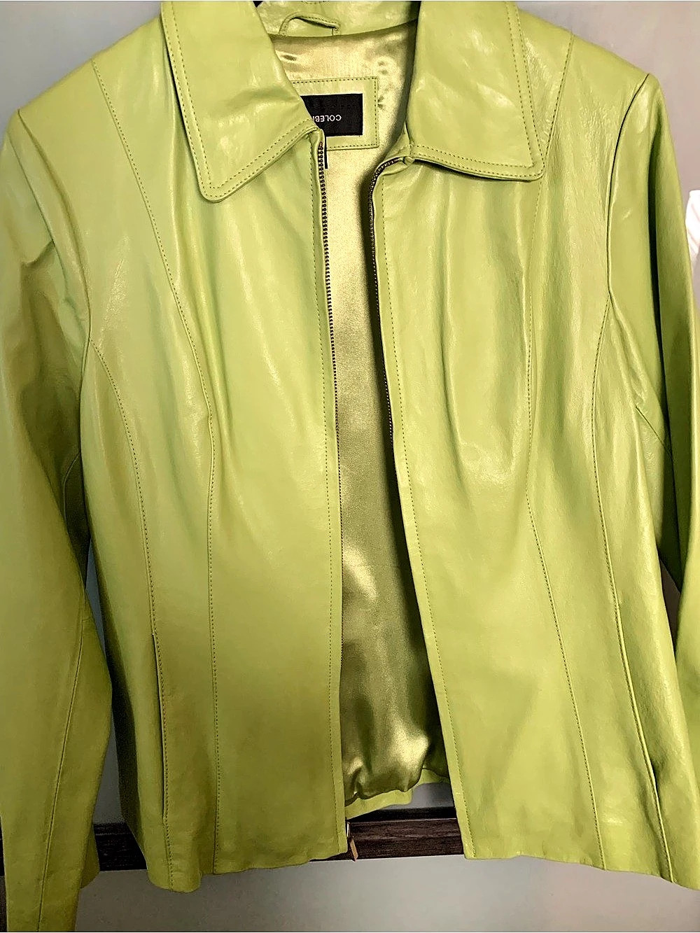 Colebrook Y2K Leather Jacket in Lime Green Size Medium Like New